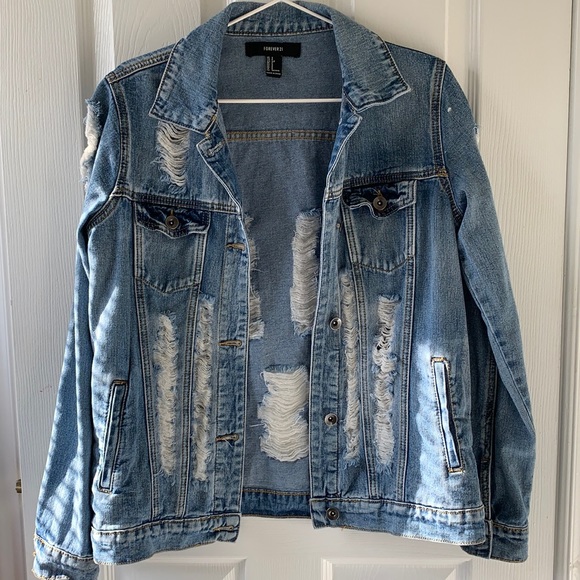 Forever 21 Jackets & Blazers - Forever 21 Ripped Denim Jacket